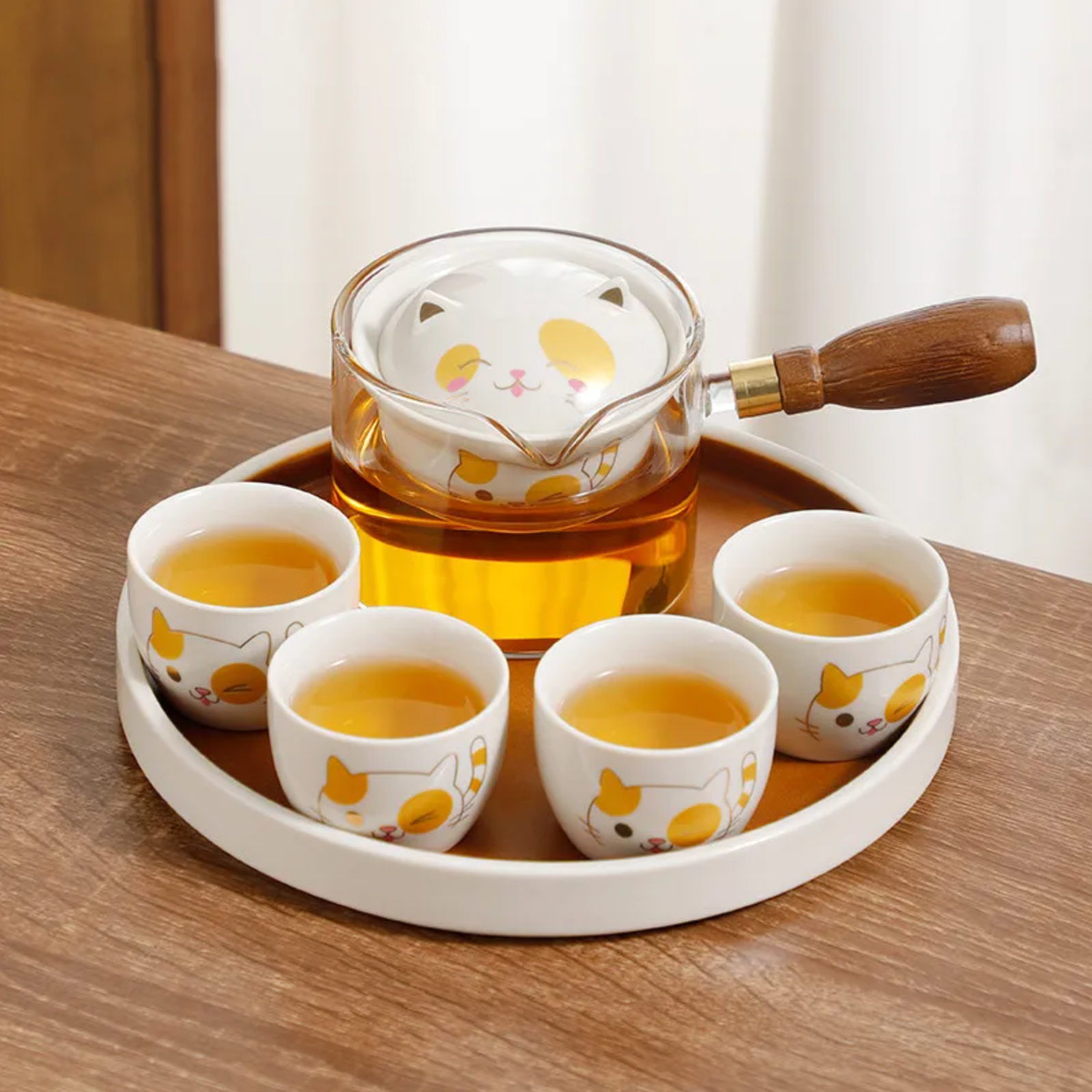 Service à thé japonais chat porte-bonheur