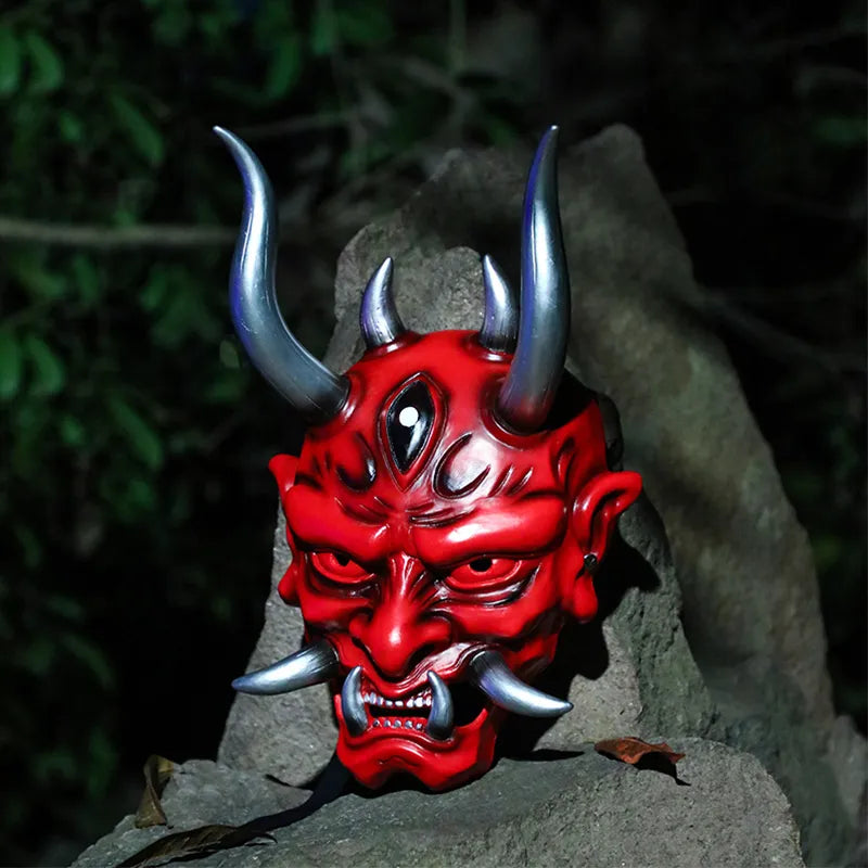 masque japonais rouge demon grande corne