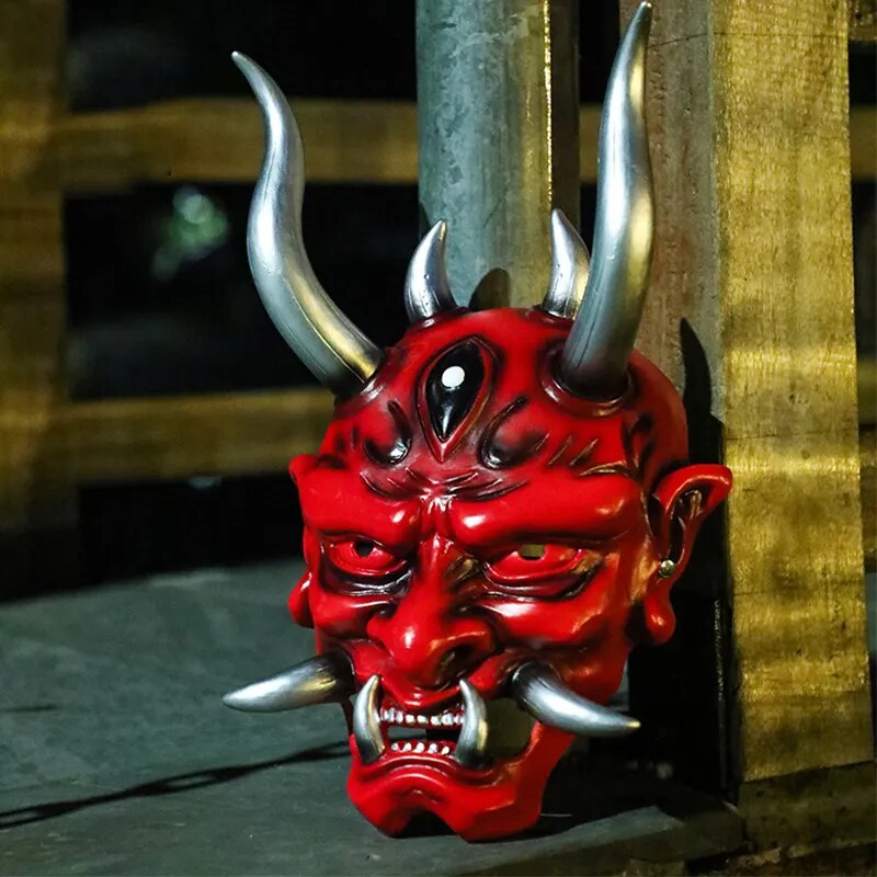 masque japonais rouge demon corne hannya