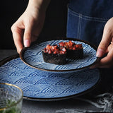 assiette japonaise motifs vagues traditionnel ceramique