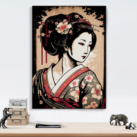 Tableau japonais ancien geisha