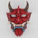 masque japonais a cornes rouge