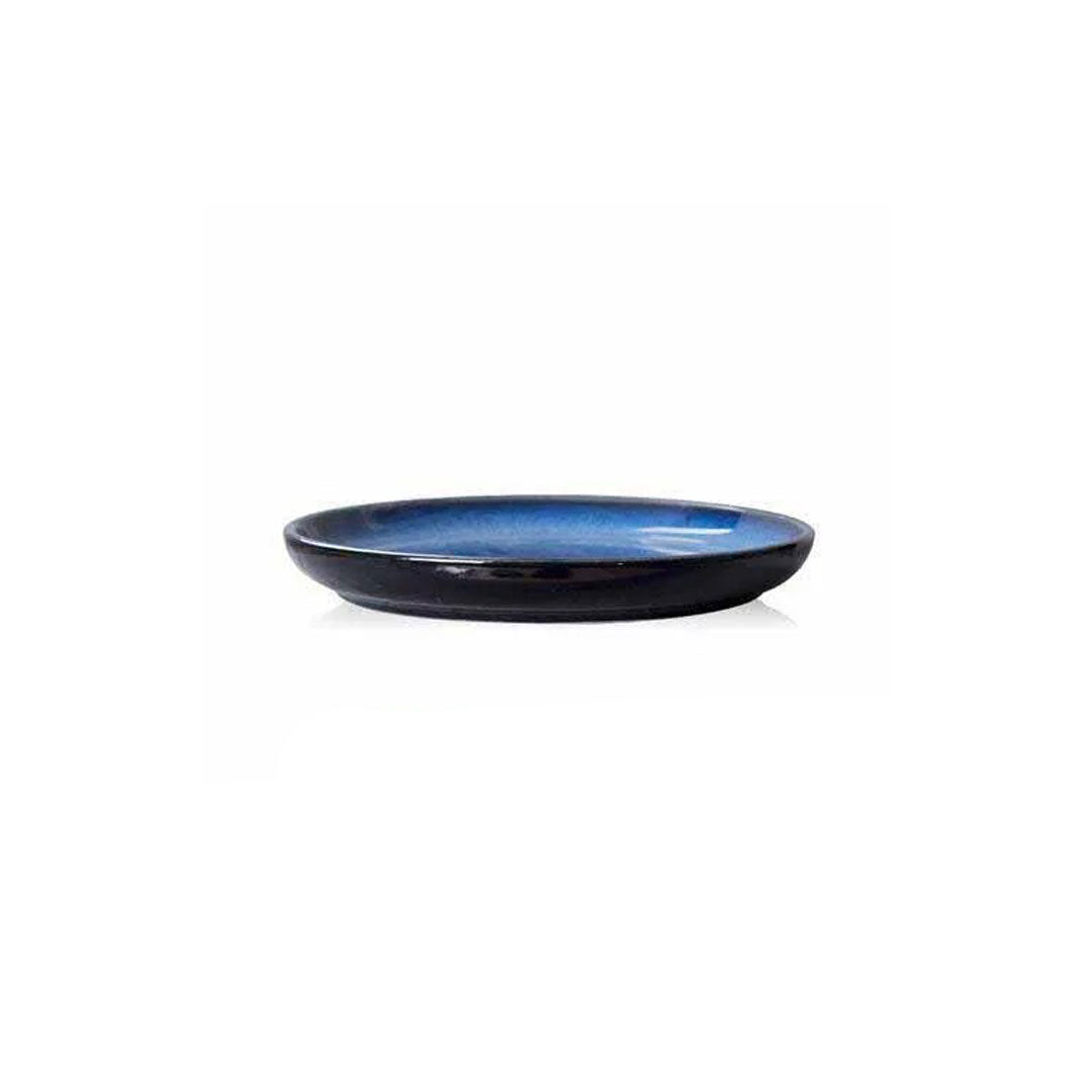 Blue round Japanese plate