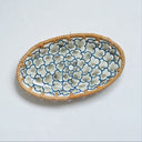 Japanese oval plate with woven rattan edges
