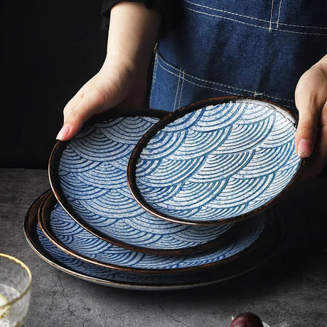 assiette japonaise motifs vagues