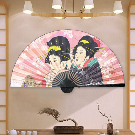 eventail japonais mural rose