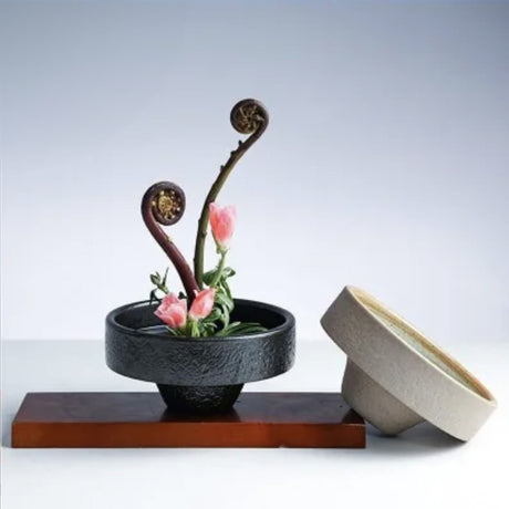 Tall round ikebana vase