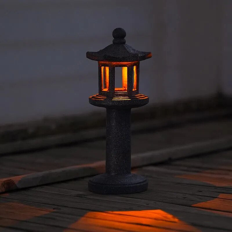 lanterne japonaise imitation pierre solaire
