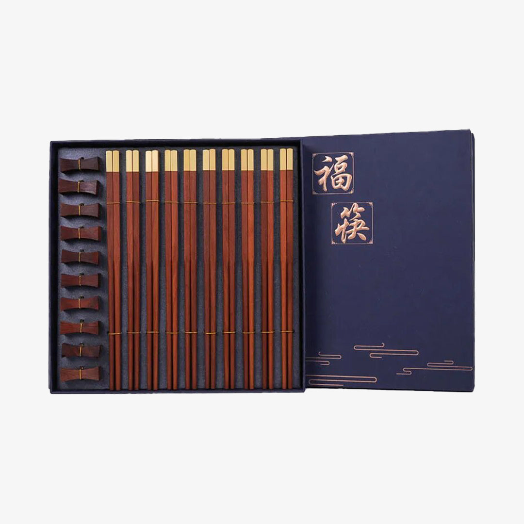 baguettes japonaises en bois laque coffret bleu