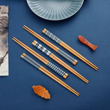 baguette japonaises motifs bleu