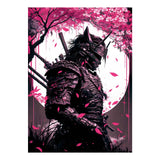 Tableau japonais samouraï noir et sakuras