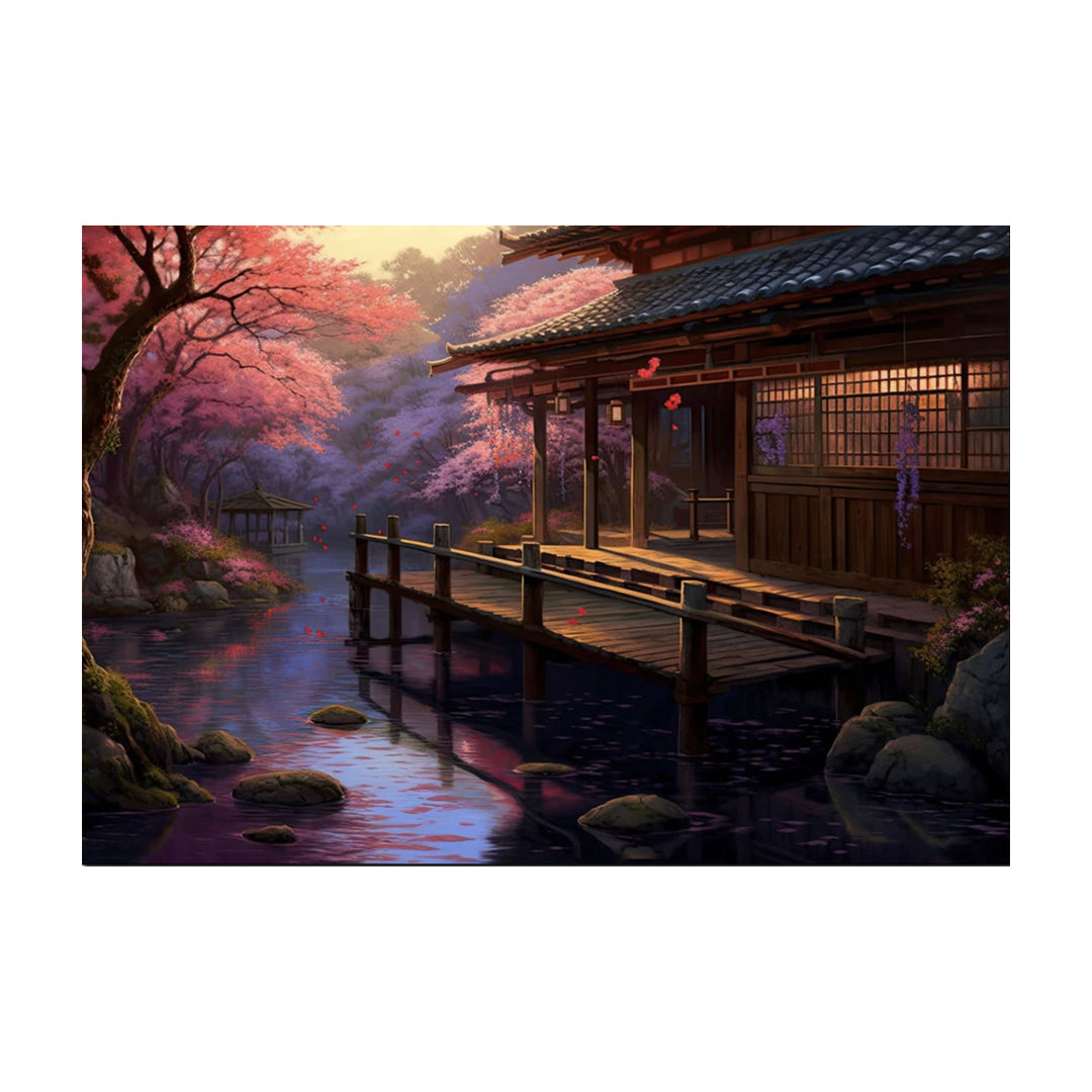 Tableau japonais paysage calme