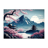 Japanese painting Mount Fuji and cherry tree