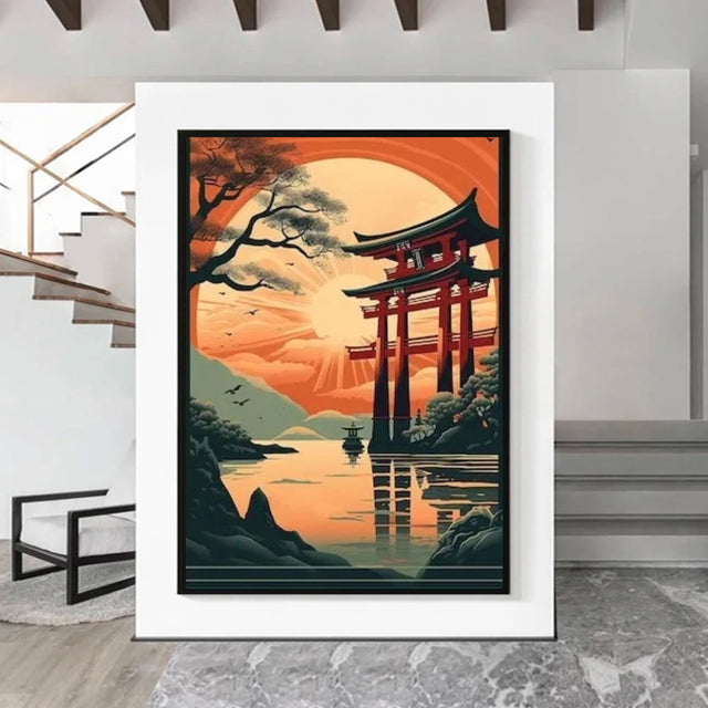 Tableau japonais vintage porte Torii