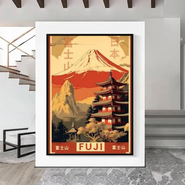Tableau japonais vintage mont Fuji