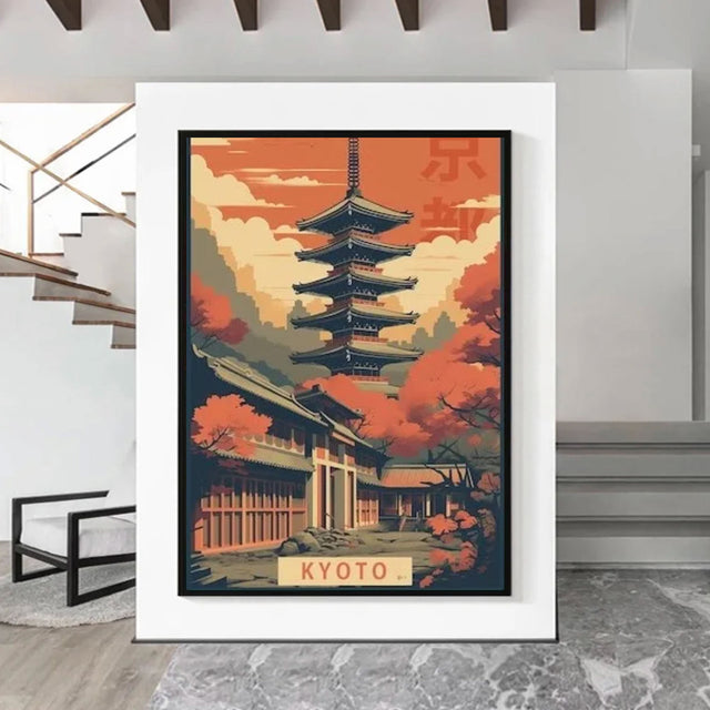 Tableau japonais vintage pagode Kyoto