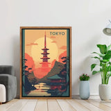 Tableau japonais vintage paysage Tokyo