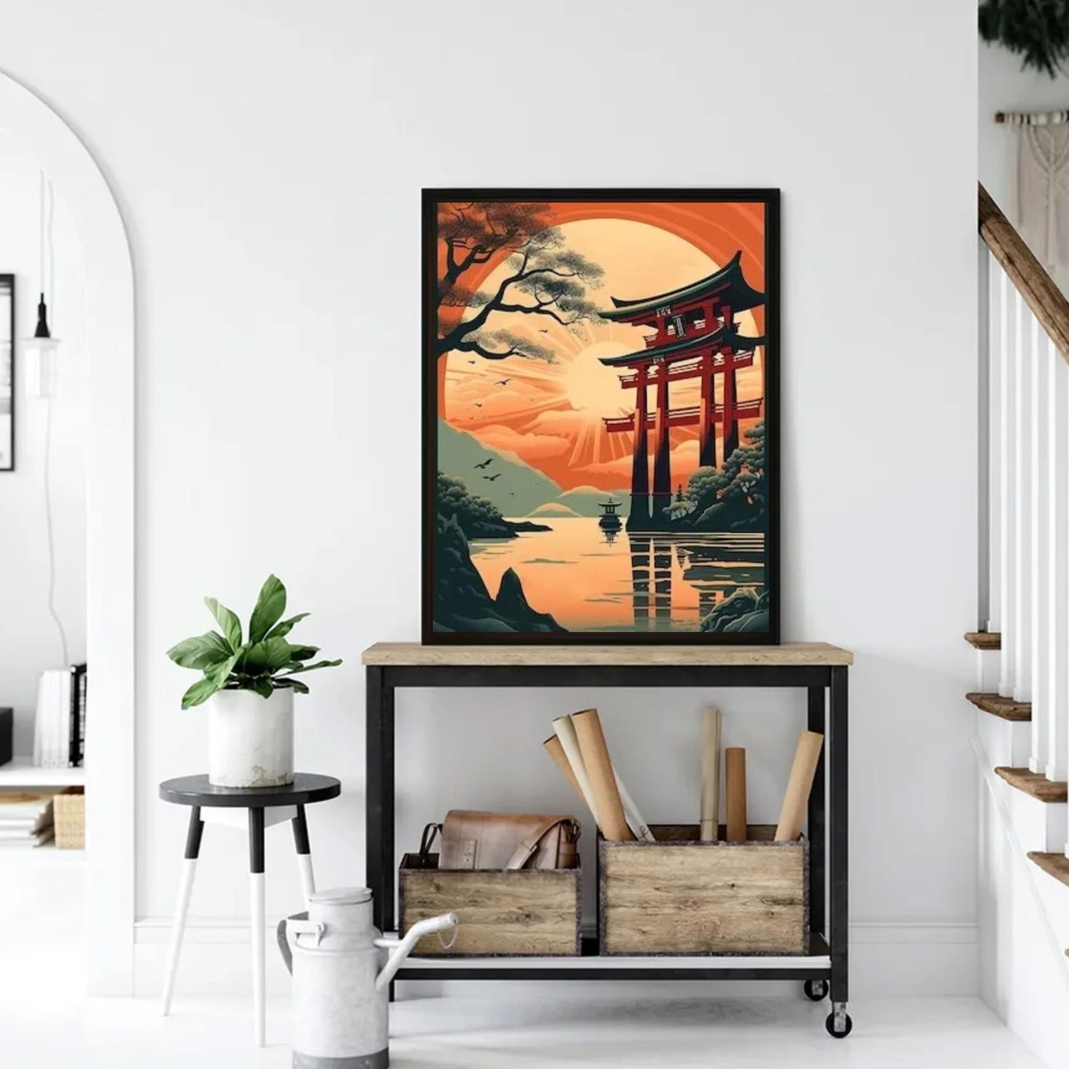 Vintage Japanese painting Torii gate – Au coeur du Japon