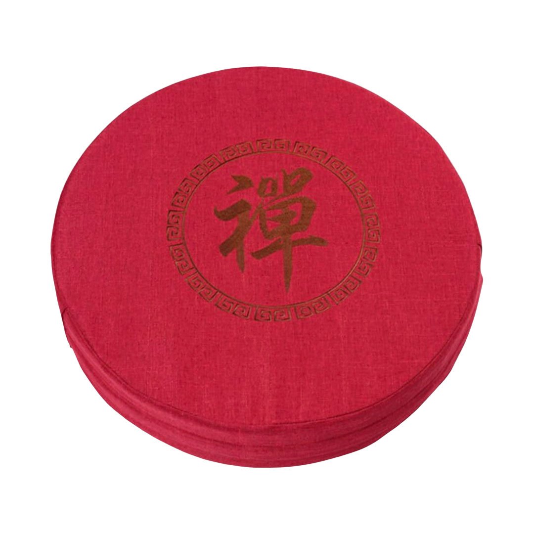 coussin-japonais-rond-de-meditation-rouge
