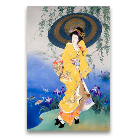 tableau-japonais-geisha-pluie