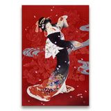 tableau-japonais-geisha-rouge