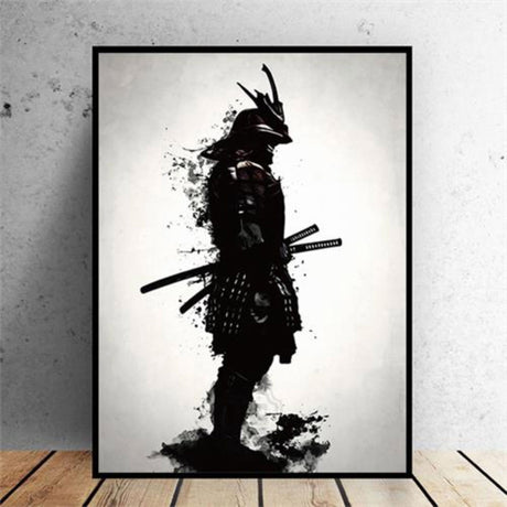 tableau-japonais-noir-et-blanc-samourai