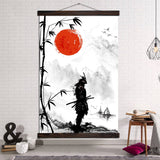 tableau-japonais-samourai-et-bambou