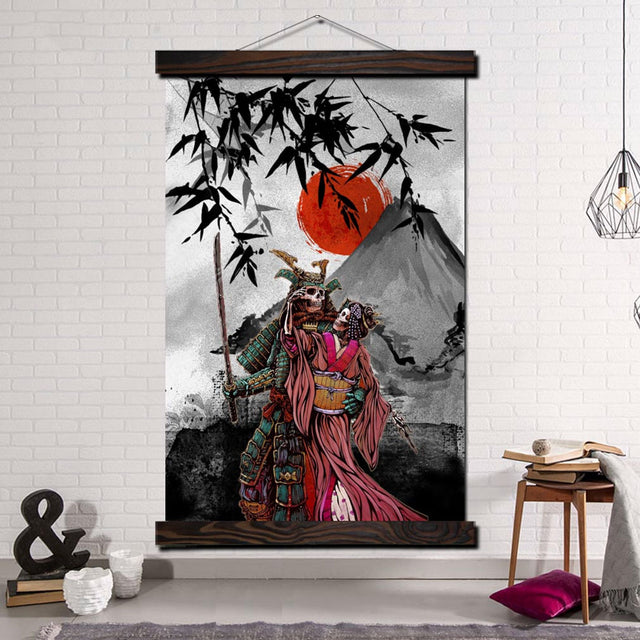 tableau-japonais-samourai-mort