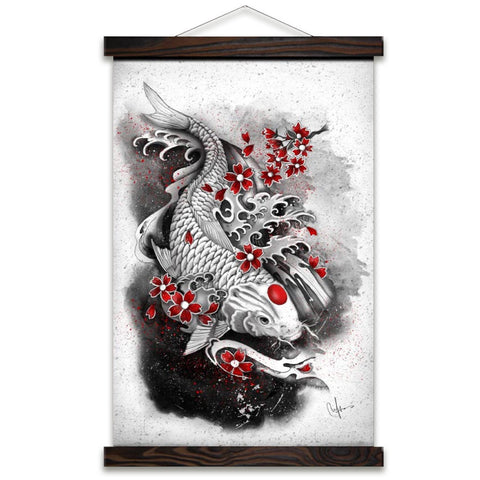 tableau-japonais-carpe-koi-suspendu
